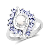 1.23 Carat Genuine Opal & Tanzanite .925 Sterling Silver Ring