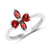 1.10 ct. Genuine Garnet .925 Sterling Silver Ring for women