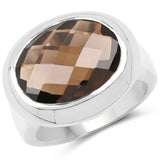 7.90 ct. Genuine Smoky Quartz .925 Sterling Silver Ring for women