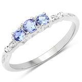 0.27 Carat Genuine Tanzanite and White Diamond 10K White Gold Ring