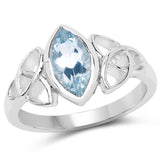 0.80 Carat Genuine Aquamarine .925 Sterling Silver Ring