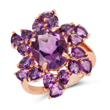 14K Rose Gold Plated 6.08 Carat Genuine Amethyst .925 Sterling Silver Ring