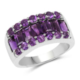 3.08 Carat Genuine Amethyst .925 Sterling Silver Ring for women
