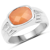 2.60 Carat Genuine Peach Moonstone .925 Sterling Silver Ring