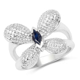 0.25 Carat Genuine Blue Sapphire .925 Sterling Silver Ring