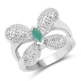0.21 ct. Genuine Emerald .925 Sterling Silver Ring