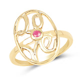 14K Yellow Gold Plated 0.08 Carat Genuine Ruby .925 Sterling Silver Ring