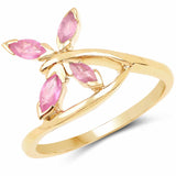 14K Yellow Gold Plated 0.52 Carat Genuine Ruby .925 Sterling Silver Ring