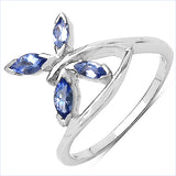 0.44 Carat Genuine Tanzanite .925 Sterling Silver Ring