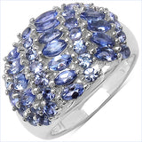 2 Carat Genuine Tanzanite .925 Sterling Silver Ring