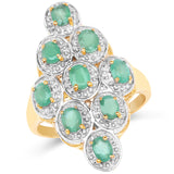 14K Yellow Gold Plated 1.26 Carat Genuine Emerald .925 Sterling Silver Ring