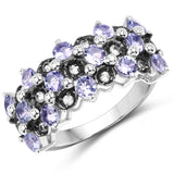 1.66 ct. Genuine Tanzanite and White Topaz .925 Sterling Silver Ring