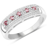 0.23 Carat Genuine Pink Tourmaline & White Topaz .925 Sterling Silver Ring