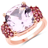 5.90 ct Genuine Pink Amethyst and Rhodolite .925 Sterling Silver Ring