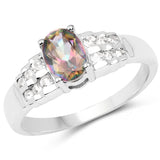 1.19 Carat Genuine Mystic Quartz& White Topaz .925 Sterling Silver Ring