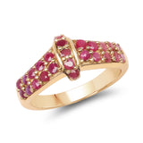 14K Yellow Gold Plated 0.95 Carat Genuine Ruby .925 Sterling Silver Ring