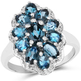 2.82 Carat Genuine London Blue Topaz .925 Sterling Silver Ring