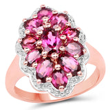14K Rose Gold Plated 2.90 Carat Genuine Rhodolite .925 Sterling Silver Ring