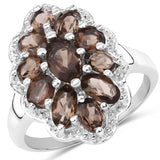 2.64 Carat Genuine Smoky Quartz .925 Sterling Silver Ring