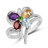 1.73 Carat Genuine Multi Stone .925 Sterling Silver Ring