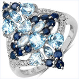 2.96 Carat Genuine Blue Topaz & Blue Sapphire .925 Sterling Silver Ring