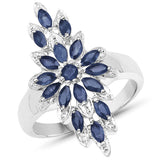 2.06 Carat Genuine Blue Sapphire .925 Sterling Silver Ring