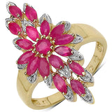 14K Yellow Gold Plated 2.04 Carat Genuine Ruby .925 Sterling Silver Ring