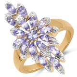 14K Yellow Gold Plated 1.38 Carat Genuine Tanzanite .925 Sterling Silver Ring