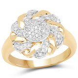 14K Yellow Gold Plated 0.28 ct Genuine White Diamond .925 Sterling Silver Ring
