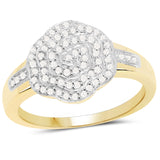 14K Yellow Gold Plated 0.29 ct. Genuine White Diamond .925 Sterling Silver Ring