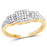 14K Yellow Gold Plated 0.21 ct Genuine White Diamond .925 Sterling Silver Ring for Women