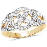 14K Yellow Gold Plated 0.26 ct Genuine White Diamond .925 Sterling Silver Ring for women