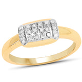 14K Yellow Gold Plated 0.12 ct. Genuine White Diamond .925 Sterling Silver Ring