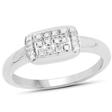 14K Yellow Gold Plated 0.12 ct. Genuine White Diamond .925 Sterling Silver Ring