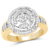 14K Yellow Gold Plated 0.21 carat Genuine White Diamond .925 Sterling Silver Ring for Women