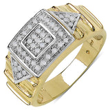 14K Yellow Gold Plated 0.21 Carat Genuine White Diamond .925 Sterling Silver Ring