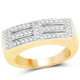 14K Yellow Gold Plated 0.25 ct. Genuine White Diamond .925 Sterling Silver Ring