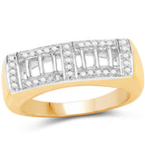 14K Yellow Gold Plated 0.19 ct. Genuine White Diamond .925 Sterling Silver Ring
