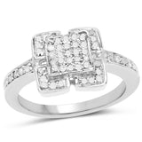 14K Yellow Gold Plated 0.24 ct. Genuine White Diamond .925 Sterling Silver Ring