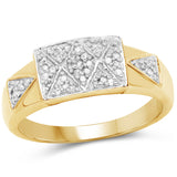 14K Yellow Gold Plated 0.21 ct Genuine White Diamond .925 Sterling Silver Ring for Women