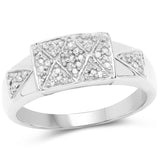 14K White Gold Plated 0.21 carat White Diamond .925 Sterling Silver Ring
