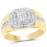 14K Yellow Gold Plated 0.29 ct. Genuine White Diamond .925 Sterling Silver Ring