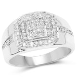 14K White Gold Plated 0.29 ct. Genuine White Diamond .925 Sterling Silver Ring