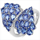 3.64 Carat Genuine Tanzanite .925 Sterling Silver Ring