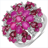 3.90 Carat Genuine Ruby & Rhodolite .925 Sterling Silver Ring