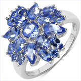 2.41 Carat Genuine Tanzanite .925 Sterling Silver Ring