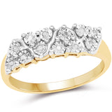 14K Yellow Gold Plated 0.07 carat Genuine White Diamond .925 Sterling Silver Ring