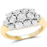 14K Yellow Gold Plated 0.07 ct Genuine White Diamond .925 Sterling Silver Ring