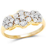 14K Yellow Gold Plated 0.11 Carat Genuine White Diamond .925 Sterling Silver Ring
