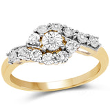 14K Yellow Gold Plated 0.07 ct Genuine White Diamond .925 Sterling Silver Ring